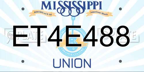 ET4E488 Mississippi License Plate