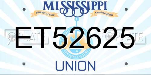 ET52625 Mississippi License Plate