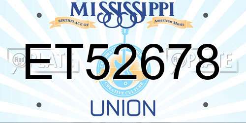 ET52678 Mississippi License Plate
