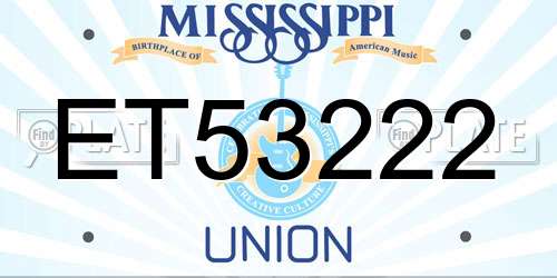 ET53222 Mississippi License Plate