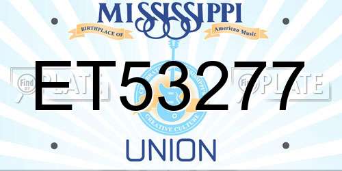 ET53277 Mississippi License Plate