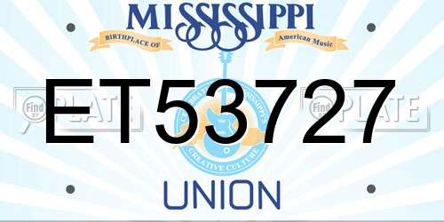 ET53727 Mississippi License Plate
