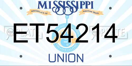 ET54214 Mississippi License Plate