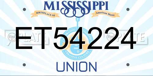 ET54224 Mississippi License Plate