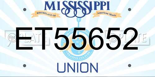 ET55652 Mississippi License Plate
