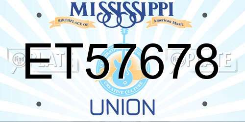 ET57678 Mississippi License Plate