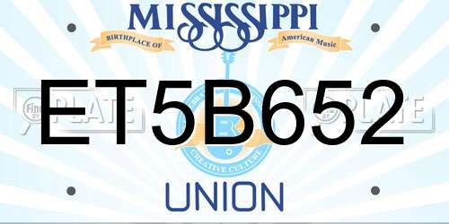ET5B652 Mississippi License Plate