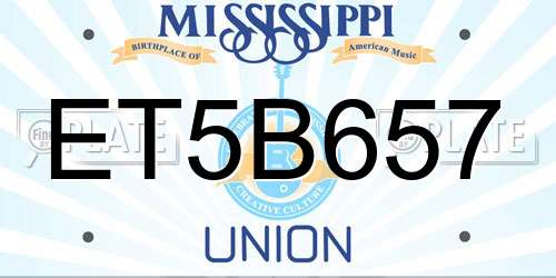 ET5B657 Mississippi License Plate