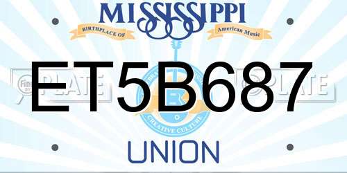 ET5B687 Mississippi License Plate