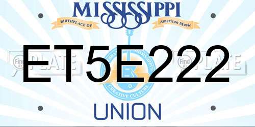 ET5E222 Mississippi License Plate