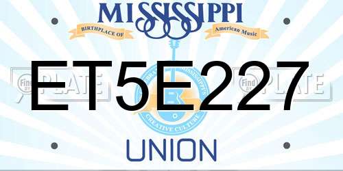 ET5E227 Mississippi License Plate
