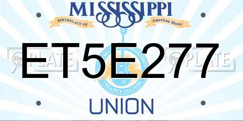 ET5E277 Mississippi License Plate