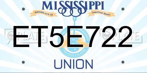 ET5E722 Mississippi License Plate