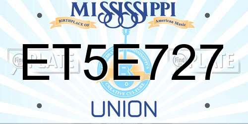 ET5E727 Mississippi License Plate