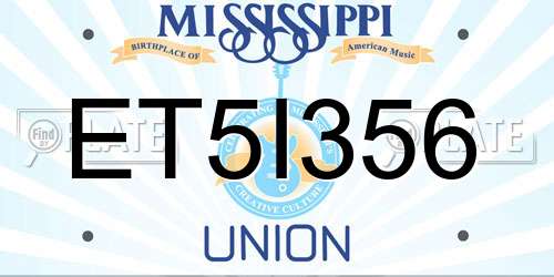 ET5I356 Mississippi License Plate