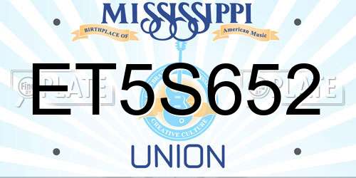 ET5S652 Mississippi License Plate