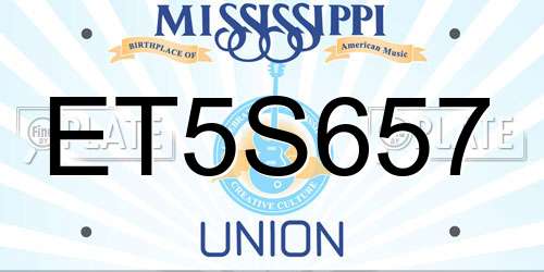 ET5S657 Mississippi License Plate