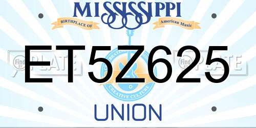 ET5Z625 Mississippi License Plate