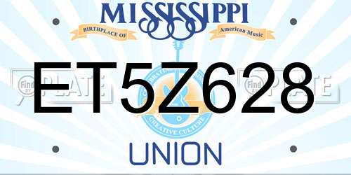 ET5Z628 Mississippi License Plate