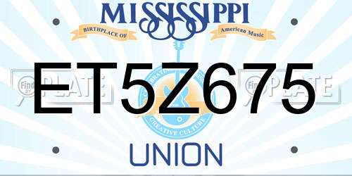 ET5Z675 Mississippi License Plate