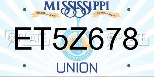 ET5Z678 Mississippi License Plate