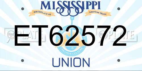 ET62572 Mississippi License Plate