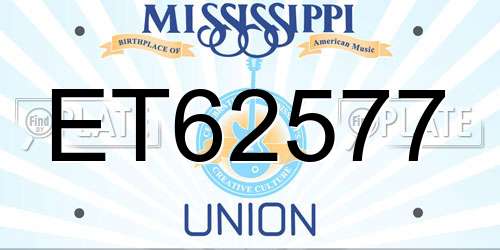ET62577 Mississippi License Plate