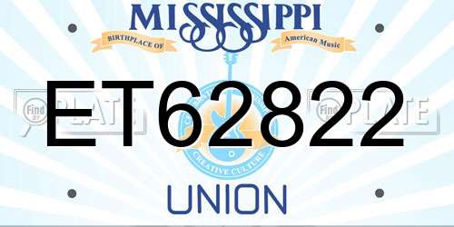 ET62822 Mississippi License Plate