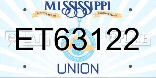 ET63122 Mississippi License Plate