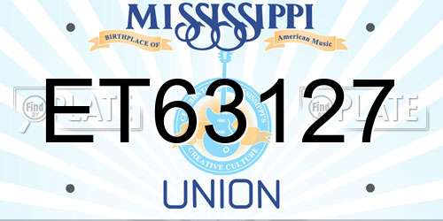 ET63127 Mississippi License Plate