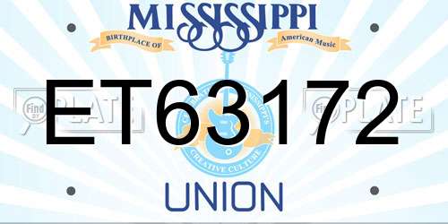 ET63172 Mississippi License Plate