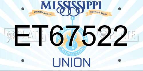 ET67522 Mississippi License Plate
