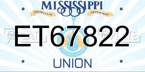 ET67822 Mississippi License Plate