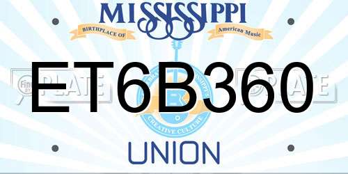 ET6B360 Mississippi License Plate