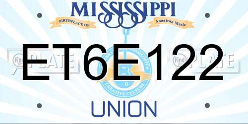 ET6E122 Mississippi License Plate