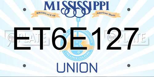 ET6E127 Mississippi License Plate