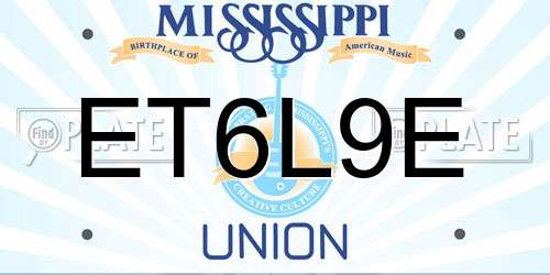 ET6L9E Mississippi License Plate