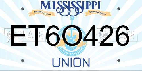 ET6O426 Mississippi License Plate