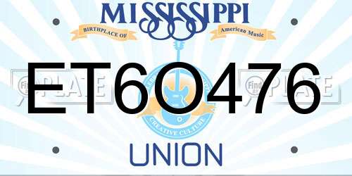 ET6O476 Mississippi License Plate