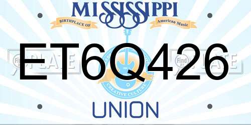 ET6Q426 Mississippi License Plate