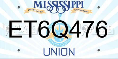 ET6Q476 Mississippi License Plate
