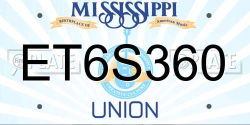ET6S360 Mississippi License Plate
