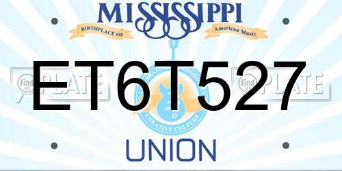 ET6T527 Mississippi License Plate
