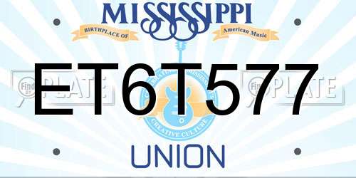 ET6T577 Mississippi License Plate
