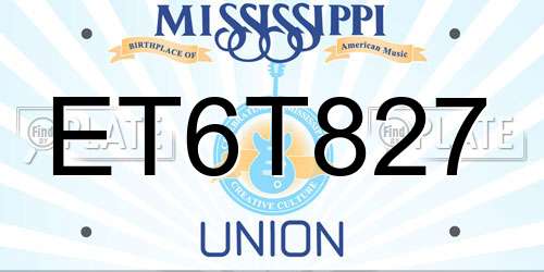 ET6T827 Mississippi License Plate