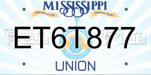 ET6T877 Mississippi License Plate
