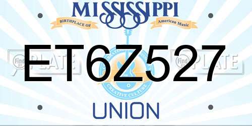 ET6Z527 Mississippi License Plate
