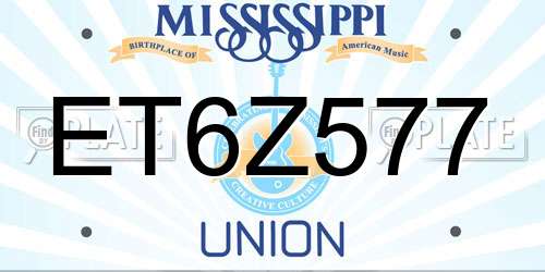 ET6Z577 Mississippi License Plate