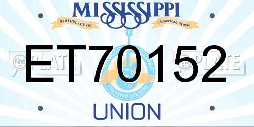 ET70152 Mississippi License Plate