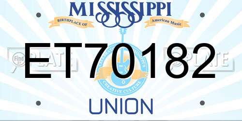ET70182 Mississippi License Plate